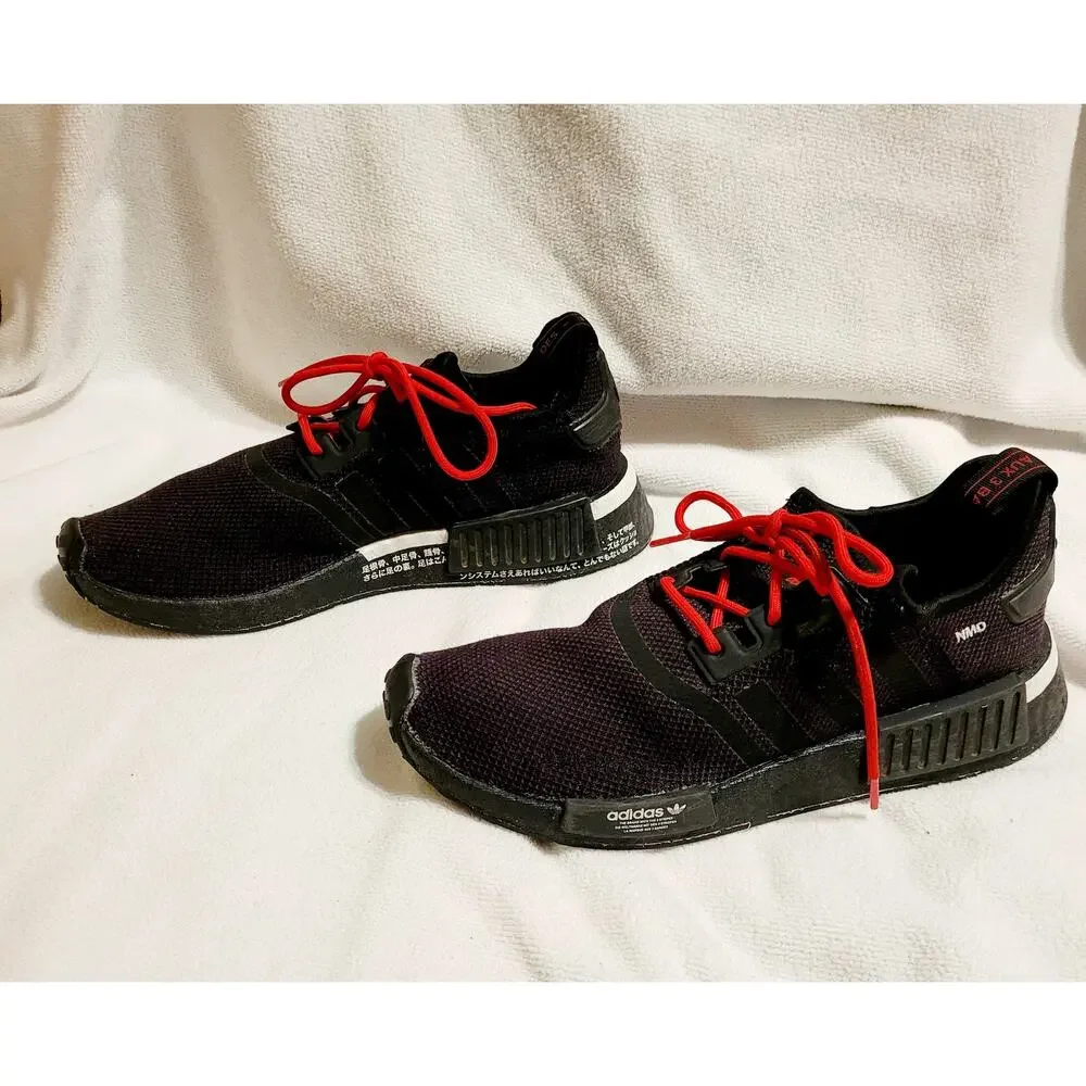 Adidas NMD-R1 mens black scarlet athletic sneakers size 8